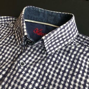 Visconti Blue Plaid Button Down. Small